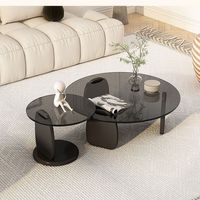 Table basse ronde moderne en noyer avec plateau en verre, design décoratif multifonctionnel pour salon, meubles de maison