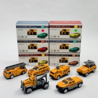 Ensemble de voitures miniatures en métal à friction : hélicoptère militaire, camion de course, camion de police, camion de pompier, camion d'ingénierie pour enfants
