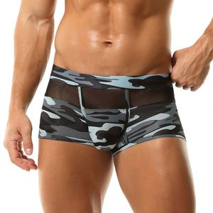 Men's Low-Rise Fitness Yoga <b>Boxer</b> Shorts Adults Solid Mesh Knitted Fabric Stretch Breathable Anti-Bacterial 100% <b>Polyester</b> Logo - Product Image 4