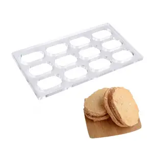 12 cavidades forma oval de adquirir cookies moldes, ferramentas de cozimento