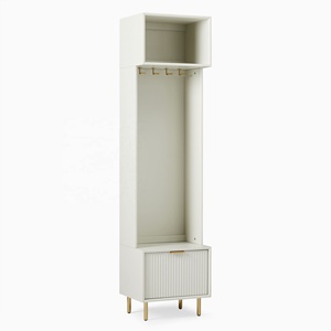 Armoires de placard <span class=keywords><strong>d</strong></span>'<span class=keywords><strong>entrée</strong></span> de style <span class=keywords><strong>moderne</strong></span> personnalisées avec étagère ouverte en bois massif laqué finition design cannelé armoire ouverte - Product Image 6