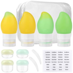 Juego de Botellas de Viaje para Niños de Grado Alimenticio, Botellas de Champú con Diseño de Mango, Tarro de Crema con Bolsa de Aseo - Product Image 1