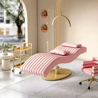 Offre Spéciale : Fauteuil de Massage Moderne de Luxe Blanc et Rose pour Salon de Beauté, Lit de Spa Cosmétique Inclinable pour Soins du Visage et Extensions de Cils