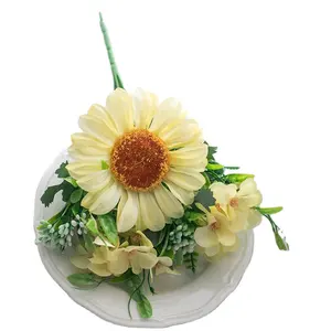 Taze ve basit ayçiçeği ortanca kombinasyonu çiçek yapay ayçiçeği düğün buketi
