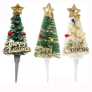 Weihnachtskuchen-Topper Cupcake-Pickungen Weihnachtskuchen-Dekoration Minibaum für Weihnachtsfeier Backdekoration