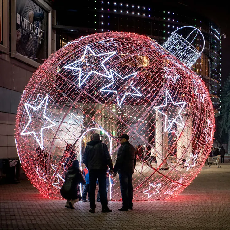 2021 חג המולד נופש קישוט גן קישוט 3D LED כדור מוטיב אור
