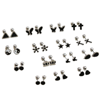 Boucles d'oreilles pendantes Gaovo personnalisées en acier inoxydable plaqué or, géométriques, noires, mini croix, cœur, papillon, à clipser, tendance pour femmes