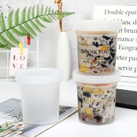 Contenedor de plástico personalizado de alta calidad para taza de Yogurt, contenedor de helado con tapa de cuchara de plástico
