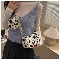 Sac à bandoulière chic motif vache tachetée avec pochette assortie pour femme – Idéal pour un usage quotidien décontracté et tendance