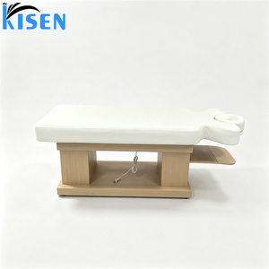 Le lit de massage électrique de style thaïlandais Kisen est doté d'un cuir de qualité supérieure et d'une base en bois réglable, adapté aux massages du visage et du corps. - Product Image 5