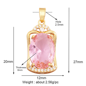 Newest Trendy Geometry Mixture Style Charm <strong>Jewelry</strong> Findings,Fashion 18k Gold Inlaid Rainbow Zirconia Necklace Pendant <strong>Supply</strong> L39 - Product Image 6