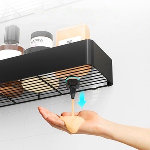 Custom Dark Brown <b>Wall</b> Mounted Bathroom <b>Shelf</b> Set 2 Tier Rectangular Durable Storage Rack For Toiletries - Product Image 3