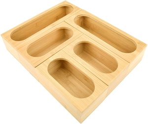 Amazon HOT Selling 5 Bamboo Food Ziplock Bag Storage Organizer FOR Kitchen Drawer