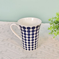Tasse créative bleue à pois à bec incliné en porcelaine fine pour la maison, le bureau, les couples, les meilleurs amis, le petit-déjeuner et le lait