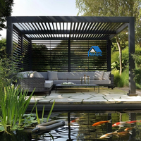 Pergola extérieure imperméable avec auvent électrique, abri bioclimatique, pavillon en aluminium, pergola à toit à lames orientables