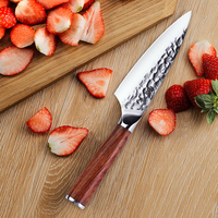 FINDKING Sky Mirror Couteau utilitaire en acier inoxydable de 5 pouces 5Cr15mov Couteau à éplucher les fruits de cuisine avec manche en palissandre