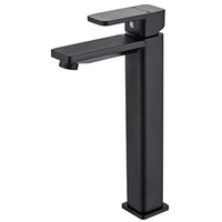 Robinet de lavabo monocommande en aluminium à montage sur plan avec finition noircie, design moderne, garantie 5 ans