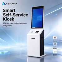 Kiosque libre-service LeHua 32 pouces, écran tactile capacitif, résolution 1920x1080, boîtier métallique, terminal de paiement automatique, QR