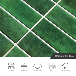Carreaux intelligents 3D prêts à être expédiés, mosaïque autocollante verte, carreaux en gel pour crédence de cuisine - Product Image 3