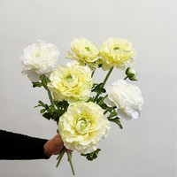 Fleur artificielle de renoncule en soie à 2 têtes de haute qualité W-A0288 – Renoncule de qualité supérieure pour décoration de mariage, fête et maison