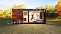 Mini maison miniature de 20 pieds Cabine de bureau modulaire Maison préfabriquée avec mur de verre Cabine Apple Conteneur détachable en acier