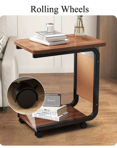 Bán Buôn Giá Rẻ Hiện Đại Đồ Nội Thất Phòng Khách Trắng C Hình Cuối Bảng Với Túi Lưu Trữ Và Bánh Xe - Product Image 4