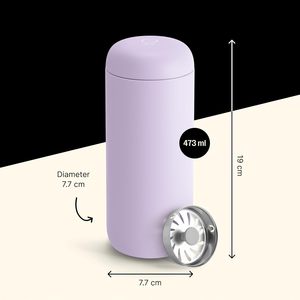 Taza de Viaje Carter de 16 oz, Aislada al Vacío, de <span class=keywords><strong>Acero</strong></span> <span class=keywords><strong>Inoxidable</strong></span>, con Interior de Cerámica, Protector Contra Salpicaduras, Color Lavanda Morado - Product Image 5