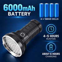 Lampe torche tactique LED rechargeable USB-C W5203-1, corps noir, 55 LED, 7500 lumens, 6000 mAh, IP54, alliage d'aluminium, autonomie 4-5h
