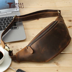 Tiding Men's Genuine Leather Waist <b>Bag</b> Vintage Style Outdoor Casual Crossbody <b>Bag</b> 3021 - Product Image 1