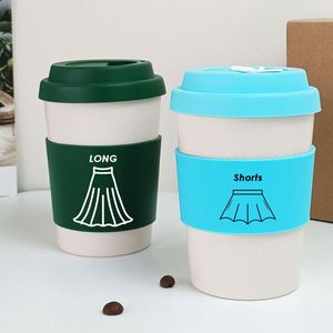 Food Grade Travel Mug Customized Drink Coffee Bamboo Fiber <b>Reusable</b> Round Bottom Plastic Drinks <b>Cup</b> 12Oz 15Oz - Product Image 3