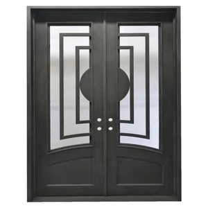 Puerta Francesa de Hierro Forjado Estilo Colonial Español, Directo de Fábrica, Forjada a Mano, con Adornos Ornamentados, Doble Cristal, Puerta de Entrada Exterior - Product Image 1