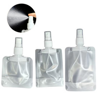 Pochette en plastique transparente personnalisée de 30 ml, 50 ml, 100 ml avec pulvérisateur à pression, pochettes debout recyclables, pochette à bec verseur liquide OEM