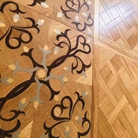 Élégant médaillon de marqueterie de parquet en bois de teck moderne motif de carrelage intérieur Installation par clic Surface antidérapante