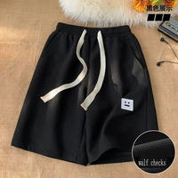 Celana Pendek Kasual Bernapas Cepat Kering Bahan Spandex/Poliester Unisex Musim Panas Model Fitted Ukuran Besar Kaki Lurus Trendi Lima Kantong Stylish