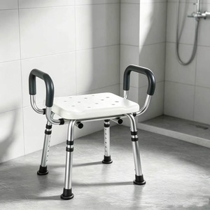 Tomoyuki Shower <b>Stool</b> Aluminum Alloy <b>Height</b> <b>Adjustable</b> With Armrests Non Slip Pads For Elderly Disabled Pregnant Women - Product Image 2