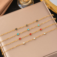 Nouveau Bracelet de Luxe Léger pour Femme en Acier Inoxydable avec Diamants Colorés, Chaîne à Maillons en Pierre Naturelle et Zircon – Bijou Tendance
