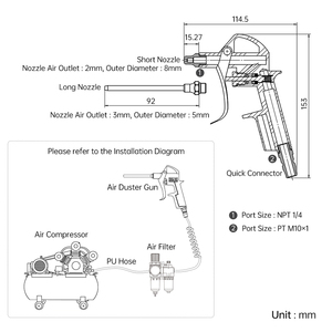 <span class=keywords><strong>Pistolet</strong></span> à <span class=keywords><strong>air</strong></span> pneumatique en métal série SNS DG-10, comprimé, avec deux buses interchangeables, outils pneumatiques - Product Image 5