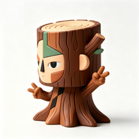 Figurine de collection artistique créative en forme de garçon sur souche d'arbre Woodo, objet promotionnel pour la décoration et les cadeaux de fête