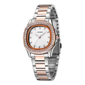 SINOBI Hot Sales Style Waterproof Moissanite Watch Of Women's Fashion 30mm Watch Case Stainless Steel Ladies Watch