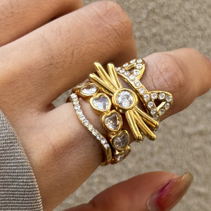 <b>Cat</b> Shape Gold Plated Rhinestone <b>Ring</b> For Women Animal Zodiac Jewelry Gift - Product Image 2