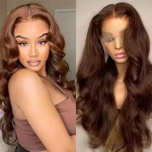 Raw Malaysian Remy <strong>Wig</strong> 13*4 Transparent <strong>HD</strong> Lace Frontal Chocolate Brown Body Wave Glueless Lace Front Human Hair <strong>Wigs</strong> <strong>Vendor</strong> - Product Image 2