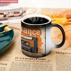 Thick Solid Handle Non Slip Frosted Black 11oz <b>Ceramic</b> Heat Color Changing Mug Drinking <b>Cup</b> - Product Image 5