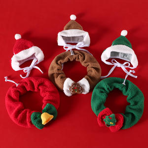 2025 conjunto de disfraz de Navidad para mascotas traje de Navidad ajustable sombrero de Papá Noel con cuello de cascabel y bufanda de árbol de felpa para Gatos Perros Cachorros - Product Image 3