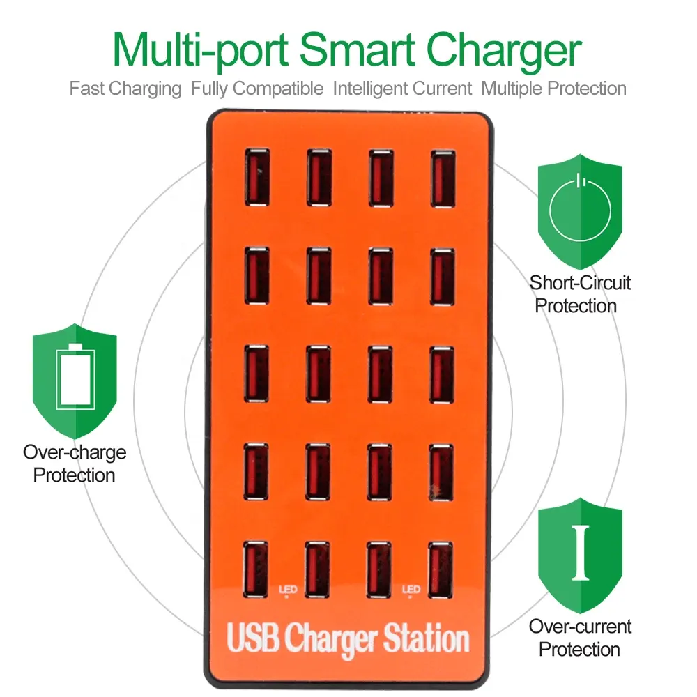 Universal อุปกรณ์ชาร์จเร็ว,20พอร์ต100W USB Hub ชาร์จเร็ว3.0สถานีอะแดปเตอร์ชาร์จไฟ Usb พอร์ต