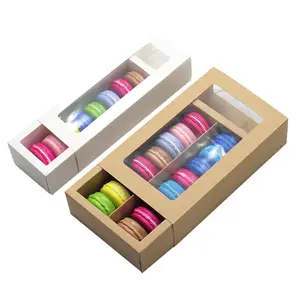 Macaron Chocolate Drawer Style Packaging Gift Box For Macarons Box With Insert Clear Window Customized Macaron Box Packaging