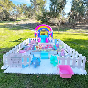 Juego de juego suave Pastel para interiores, <span class=keywords><strong>casa</strong></span> de rebote de unicornio blanco con pozo de bolas, Material PE, equipo de patio interior para la escuela a la venta - Product Image 2