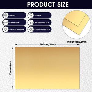 2 Stück 4x8 Zoll 0,8 mm dicke, nicht legierte, 99,9 % reine Messingplatten für Gravur, Kunsthandwerk und Schmuck, hergestellt in China - Product Image 2