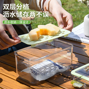 Outdoor Food Storage Box Transparent Rectangle Clip On Lid For Camping Kitchen Fruit Vegetable Storage Container - Product Image 2