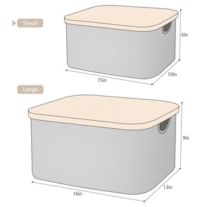 Tre lưu trữ bin với có thể tháo rời tre Nắp xử lý vải Giỏ hộp có nắp đậy Stackable giặt container Closet Cube tổ chức - Product Image 4