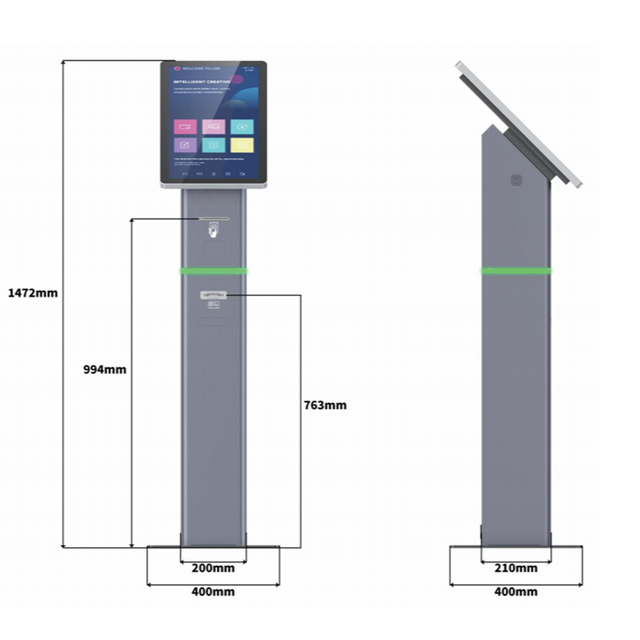 All-in-1 Self-Service Kiosk Machine Metal 1D 2D Code Scanner/Queue Check-in/Inquiring/Card Printing with Recognition Features